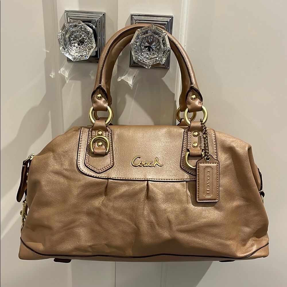 Coach Metallic Bronze Leather Satchel